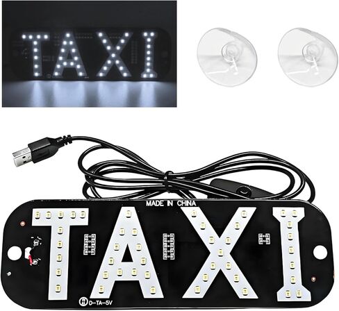 Sun Walker Taxi LED Sign Decor, 5V USB On/Off Button Taxi Logo LED Light with Suction Cups, Bright Taxi Display Sign Flashing Hook on Vehicle Windscreen Window, Car Accessories (Blue) in Saudi Arabia