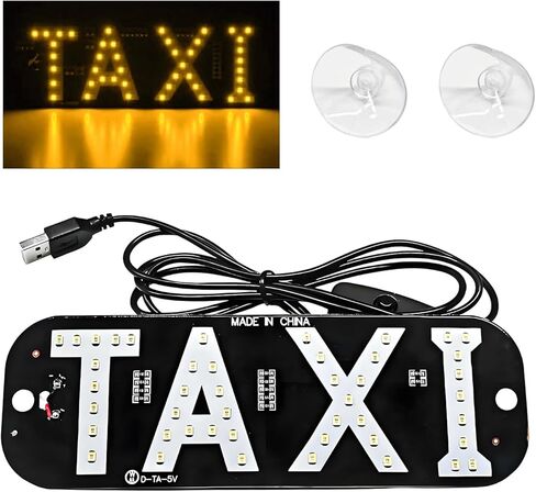 Sun Walker Taxi LED Sign Decor, 5V USB On/Off Button Taxi Logo LED Light with Suction Cups, Bright Taxi Display Sign Flashing Hook on Vehicle Windscreen Window, Car Accessories (Blue) in Saudi Arabia