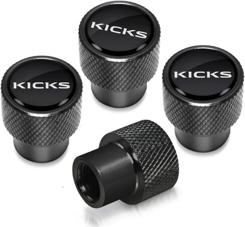 أغطية أغطية جذعية صمام الإطارات المعدنية بشعار ركلات مجموعة أغطية صمام الهواء مقاومة للغبار ومانعة للتسرب متوافقة مع ملحقات Nissan Kicks (K) in Kuwait