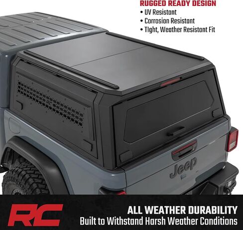 Rough Country Truck Bed Cap Topper for Jeep Gladiator (2020-2025) - Modular Design, Locking Gullwing Access Doors, Molle Panels, LED Interior Lighting in Saudi Arabia