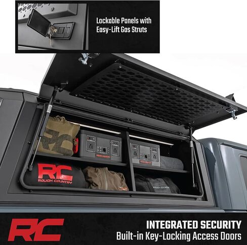 Rough Country Truck Bed Cap Topper for Jeep Gladiator (2020-2025) - Modular Design, Locking Gullwing Access Doors, Molle Panels, LED Interior Lighting in Saudi Arabia