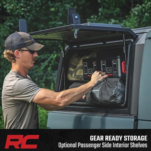 Rough Country Truck Bed Cap Topper for Jeep Gladiator (2020-2025) - Modular Design, Locking Gullwing Access Doors, Molle Panels, LED Interior Lighting in Saudi Arabia