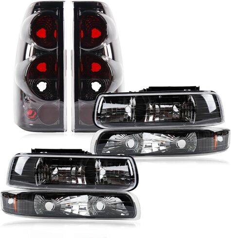 مجموعة مصابيح خلفية للمصابيح الأمامية متوافقة مع 1999-2002 Chevy Silverado 1500 2500 3500 مجموعة المصابيح الخلفية للرأس الأسود in Saudi Arabia