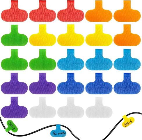 24 Pcs Reusable Cable Labels, 8 Colors Write-On Cord Tags with Hook & Loop, Waterproof Nylon Wire Labels for Electronics, Computer & Home Cable Management, 1.5" x 0.63" in Kuwait