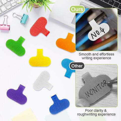 24 Pcs Reusable Cable Labels, 8 Colors Write-On Cord Tags with Hook & Loop, Waterproof Nylon Wire Labels for Electronics, Computer & Home Cable Management, 1.5" x 0.63" in Kuwait