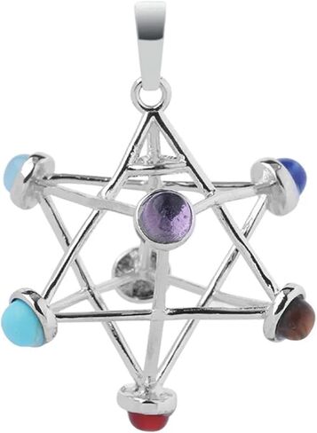 Natural 7 Chakra Reiki Gemstone Healing Hollow Star Point Stone Merkaba Pendants in Saudi Arabia