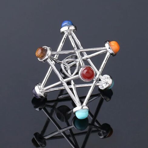 Natural 7 Chakra Reiki Gemstone Healing Hollow Star Point Stone Merkaba Pendants in Saudi Arabia
