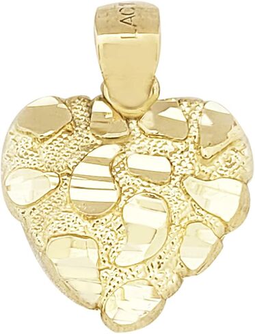 10k Yellow Gold Heart Nugget Pendant Nugget Heart Charm in Saudi Arabia