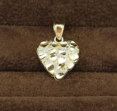 10k Yellow Gold Heart Nugget Pendant Nugget Heart Charm in Saudi Arabia