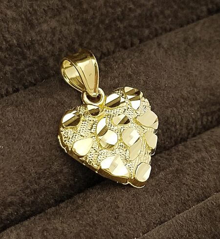 10k Yellow Gold Heart Nugget Pendant Nugget Heart Charm in Saudi Arabia