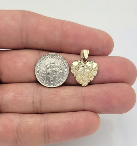 10k Yellow Gold Heart Nugget Pendant Nugget Heart Charm in Saudi Arabia