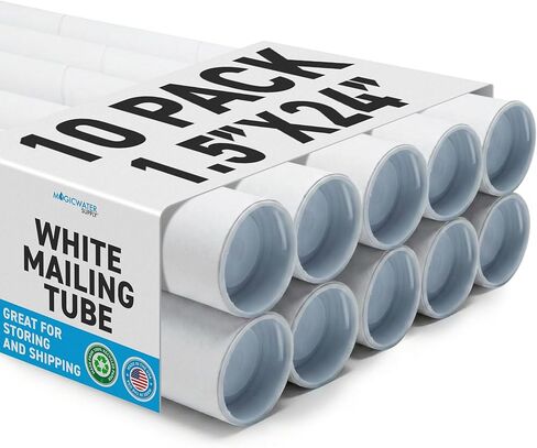 أنبوب بريد MagicWater Supply - 1.5 بوصة × 24 بوصة - أبيض - 4 عبوات - لشحن وتخزين الملصقات والفنون والحرف اليدوية والمستندات in Kuwait