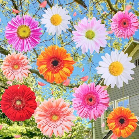Chinco 28 Pcs Spring Hanging Decorations for Ceiling Sun Flower Daisy Hanging Garland for Spring Summer Themed Birthday Wedding Bridal Shower Home School Flowers Decor in Saudi Arabia