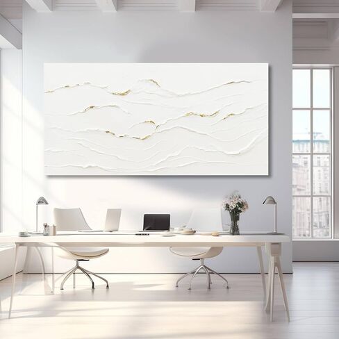 WINKAILIN White Painting Artwork Simple Decorative Pictures 29"x58" Abstract Wall Art for Living Room Modern Wall Hanging Decor for Kitchen in Saudi Arabia