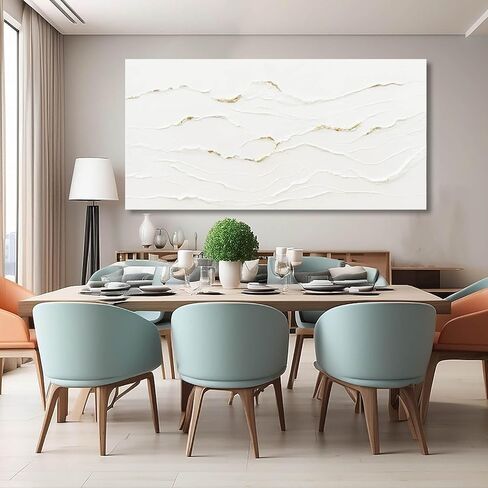 WINKAILIN White Painting Artwork Simple Decorative Pictures 29"x58" Abstract Wall Art for Living Room Modern Wall Hanging Decor for Kitchen in Saudi Arabia