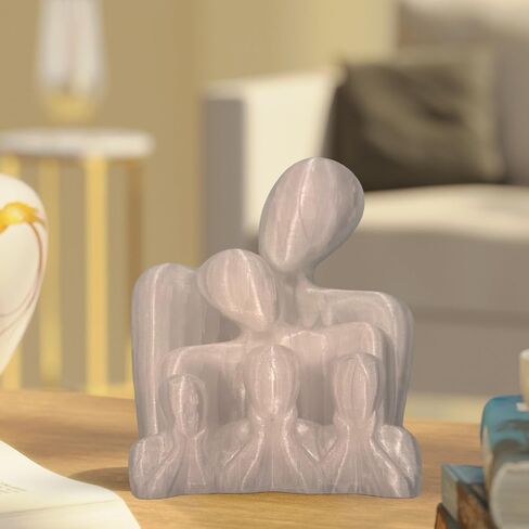Family of 5 Sculpture – Abstract Handmade Figurine, Parent & Child Unity Statue, Family Love Decor, Wedding, Anniversary - Housewarming Gift (Translucent) in Saudi Arabia