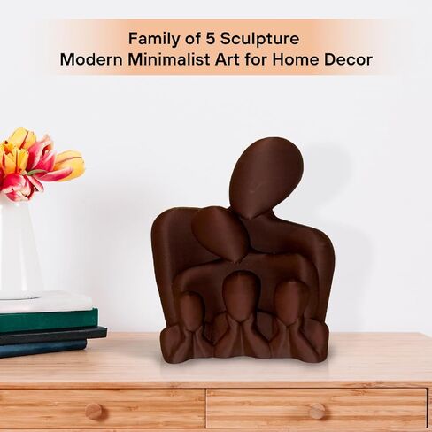 Family of 5 Sculpture – Abstract Handmade Figurine, Parent & Child Unity Statue, Family Love Decor, Wedding, Anniversary - Housewarming Gift (Translucent) in Saudi Arabia