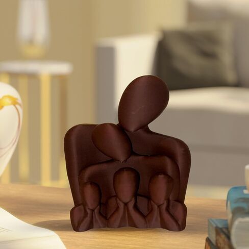 Family of 5 Sculpture – Abstract Handmade Figurine, Parent & Child Unity Statue, Family Love Decor, Wedding, Anniversary - Housewarming Gift (Translucent) in Saudi Arabia
