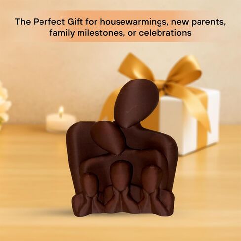 Family of 5 Sculpture – Abstract Handmade Figurine, Parent & Child Unity Statue, Family Love Decor, Wedding, Anniversary - Housewarming Gift (Translucent) in Saudi Arabia