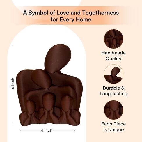 Family of 5 Sculpture – Abstract Handmade Figurine, Parent & Child Unity Statue, Family Love Decor, Wedding, Anniversary - Housewarming Gift (Translucent) in Saudi Arabia