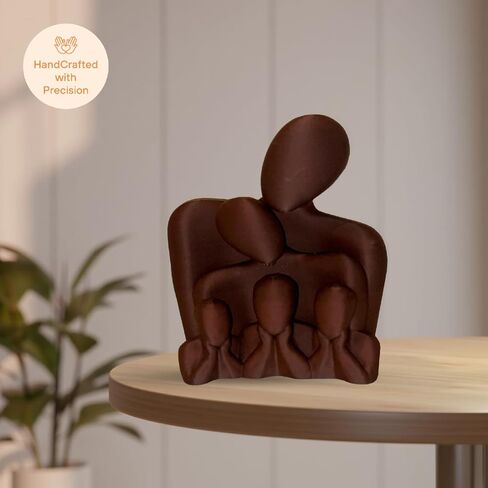Family of 5 Sculpture – Abstract Handmade Figurine, Parent & Child Unity Statue, Family Love Decor, Wedding, Anniversary - Housewarming Gift (Translucent) in Saudi Arabia