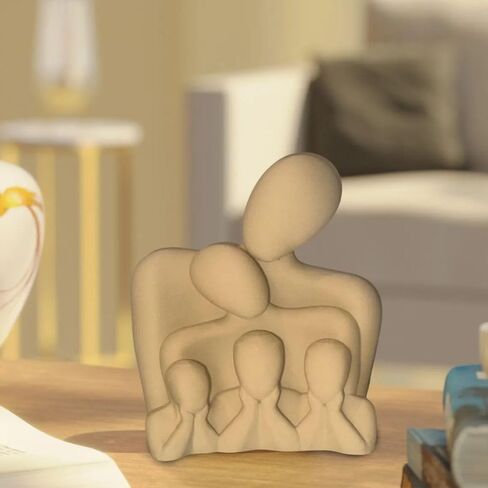 Family of 5 Sculpture – Abstract Handmade Figurine, Parent & Child Unity Statue, Family Love Decor, Wedding, Anniversary - Housewarming Gift (Translucent) in Saudi Arabia