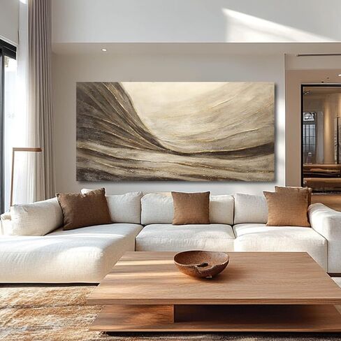 WINKAILIN Abstract Canvas Wall Art Modern Wall Decor Brown and Grey Artwork for Bedroom Dining Room Big Painting for Living Room 29x58 Inch in Saudi Arabia