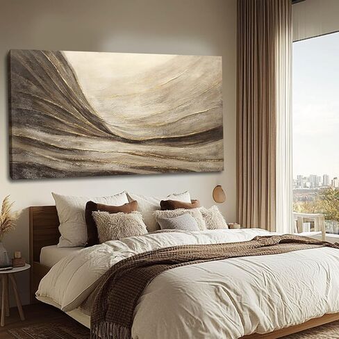 WINKAILIN Abstract Canvas Wall Art Modern Wall Decor Brown and Grey Artwork for Bedroom Dining Room Big Painting for Living Room 29x58 Inch in Saudi Arabia