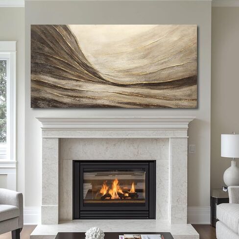 WINKAILIN Abstract Canvas Wall Art Modern Wall Decor Brown and Grey Artwork for Bedroom Dining Room Big Painting for Living Room 29x58 Inch in Saudi Arabia