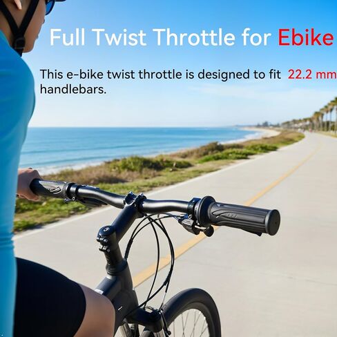 LKV 20X Full Twist Throttle for Ebike, 12V-72V Electric Bike Throttle Grip with 3-Pin Waterproof Connector, Compatible with Ridstar Q20 & Electric Scooters, 22.2mm Handlebar in Saudi Arabia
