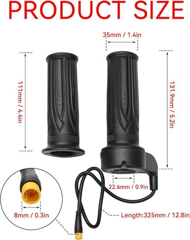 LKV 20X Full Twist Throttle for Ebike, 12V-72V Electric Bike Throttle Grip with 3-Pin Waterproof Connector, Compatible with Ridstar Q20 & Electric Scooters, 22.2mm Handlebar in Saudi Arabia