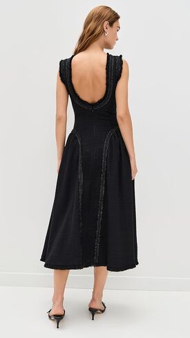 Self Portrait Women's Black Boucle Sleeveless Midi Dress in Saudi Arabia