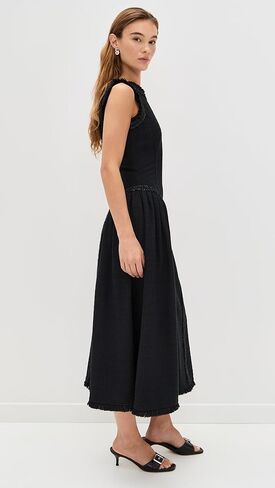Self Portrait Women's Black Boucle Sleeveless Midi Dress in Saudi Arabia