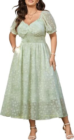 SCOMCHIC Women's Plus Size Maxi Dress 2026 Summer Short Sleeve Sweetheart Neckline Boho Floral Wedding Guest Dresses in Saudi Arabia
