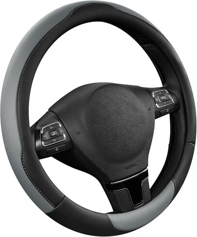 Road Comforts Steering Wheel Cover, Breathable Anti-Slip Leather Steering Wheel Cover, Universal Fit 14.5–15 Inch, Comfortable Grip - Green Color in Saudi Arabia