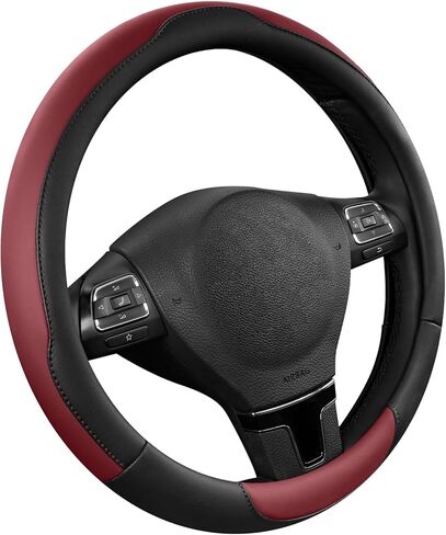 Road Comforts Steering Wheel Cover, Breathable Anti-Slip Leather Steering Wheel Cover, Universal Fit 14.5–15 Inch, Comfortable Grip - Green Color in Saudi Arabia