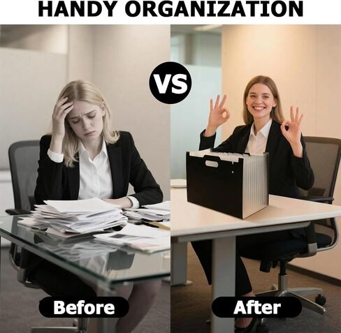 منظم ملفات الأكورديون ذو 13 فتحة، مجلد ملفات ممتد ذو سعة كبيرة، منظم مستندات بلاستيكي للاستخدام المكتبي، حامل ملفات بحجم الحروف لتخزين المكتب (أسود) in Kuwait