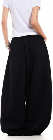 Women's Hip Hop Wide Leg Sweat Pants - Baggy Cargo Joggers with Graffiti Print & Drawstring Waist for Y2K Streetwear in Saudi Arabia