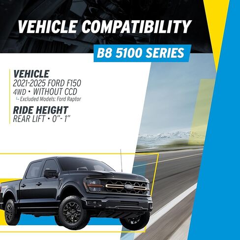 زوج بيلستين من الصدمات الخلفية من سلسلة B8 5100 المتوافقة مع 2015-2025 F150 4WD بدون CCD مع رفع خلفي 0-1 بوصة باستثناء نماذج رابتور | سهولة التركيب | أداء سلس in Saudi Arabia