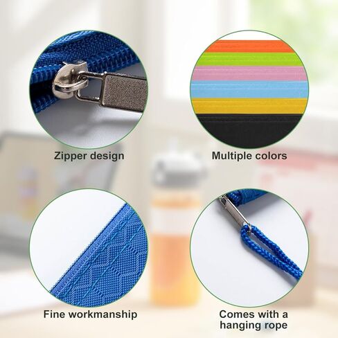 6 Pcs Waterproof Zipper File Bags Oxford Office Filing Documents Storage Folder, Cosmetics Offices Supplies Travel Accessories Pouch (A5 Size 9.2''x6.7'' 6 Colors) in Saudi Arabia