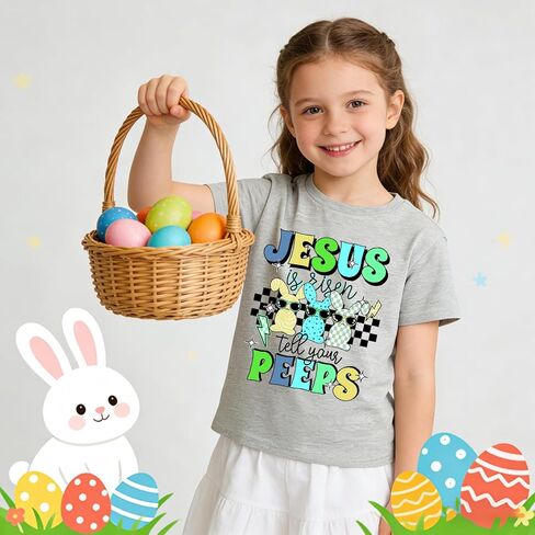 Toddler Easter Bunny Shirt Boys Girls Happy Easter Graphic T-Shirt Outfit Clothes for Kids 2-7T in Saudi Arabia