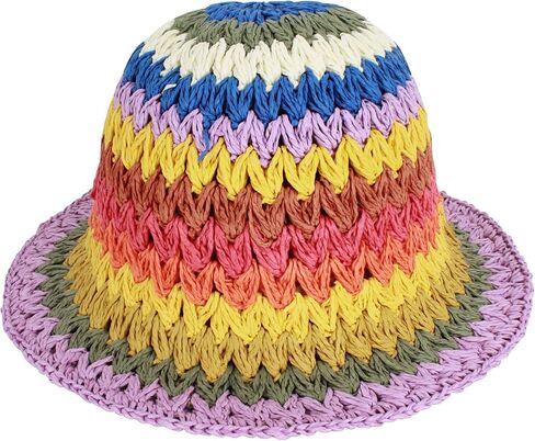 Minache Women Wide Brim Straw Sun Hat Summer Foldable Beach Hat UV Protection Travel Floppy Hat in Saudi Arabia