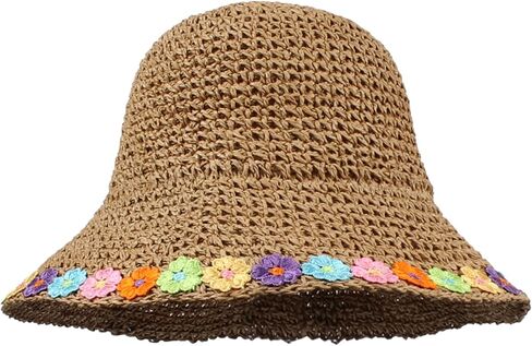 Minache Women Wide Brim Straw Sun Hat Summer Foldable Beach Hat UV Protection Travel Floppy Hat in Saudi Arabia