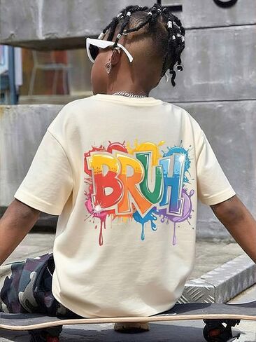 Boys Graphic T-Shirt, Printed Short Sleeve Tee for Kids 8–14 in Saudi Arabia