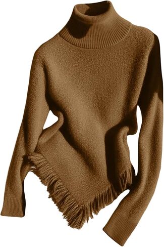 Verdusa Women's Old Money Fringe Cozy Sweaters Asymmetrical Elegant Knit Pullover Tops Fall Outfits in Saudi Arabia