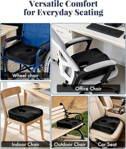 وسادة على شكل كعكة من إسفنج الذاكرة لراحة الجلوس على العصعص، وسادة مقعد داعمة كبيرة مع تصميم مقصوص في المنتصف لتخفيف الضغط، وسادة مريحة على شكل دونات لكراسي المنزل والمكتب in Kuwait