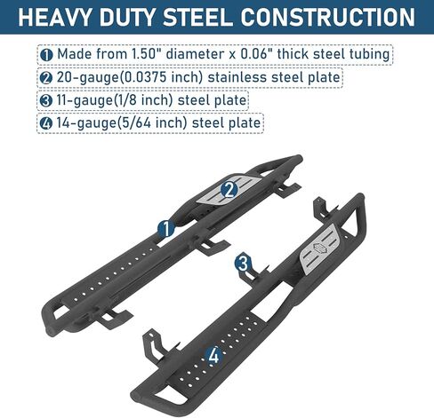 Hooke Road JL Running Boards 4 Doors, Two-Stair Side Step Nerf Bars for 2018-2026 Jeep Wrangler JL Unlimited 4-Door, Tubular Rock Sliders with 7.5" Wide Non-Slip Foot Pedal in Saudi Arabia