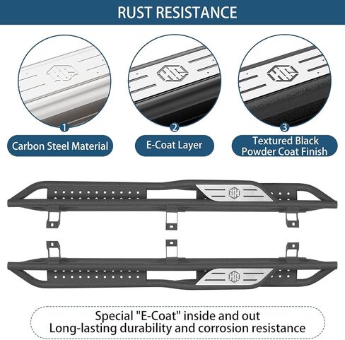 Hooke Road JL Running Boards 4 Doors, Two-Stair Side Step Nerf Bars for 2018-2026 Jeep Wrangler JL Unlimited 4-Door, Tubular Rock Sliders with 7.5" Wide Non-Slip Foot Pedal in Saudi Arabia