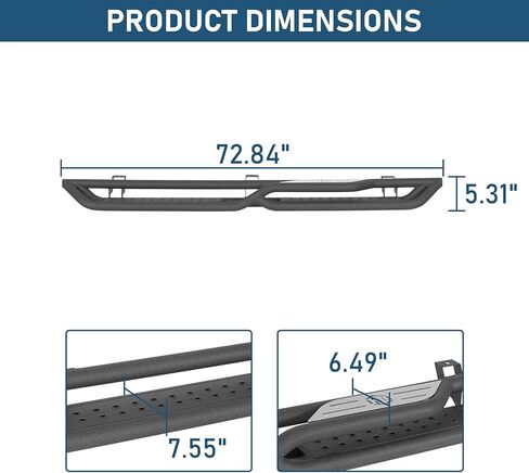 Hooke Road JL Running Boards 4 Doors, Two-Stair Side Step Nerf Bars for 2018-2026 Jeep Wrangler JL Unlimited 4-Door, Tubular Rock Sliders with 7.5" Wide Non-Slip Foot Pedal in Saudi Arabia