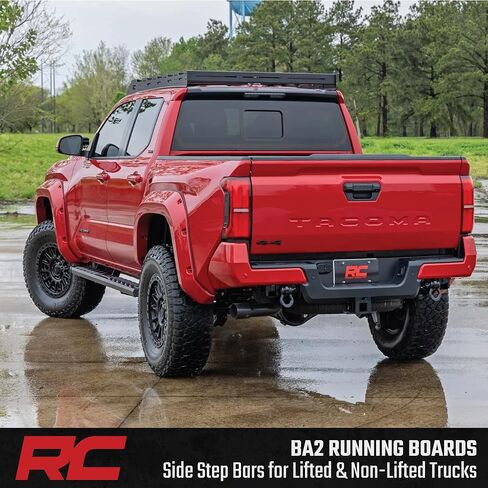 Rough Country BA2 Running Boards for Toyota Tacoma Double Cab (2024-2026) - 5" Wide Steel Step Bars, Non-Slip Grip Foot Rails, No-Drill Install, Truck Side Steps in Saudi Arabia